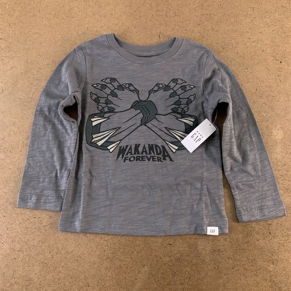 Gap Toddler Size 3 Years Shadow Gray Marvel Black Panther Graphic T-Shirt NWT